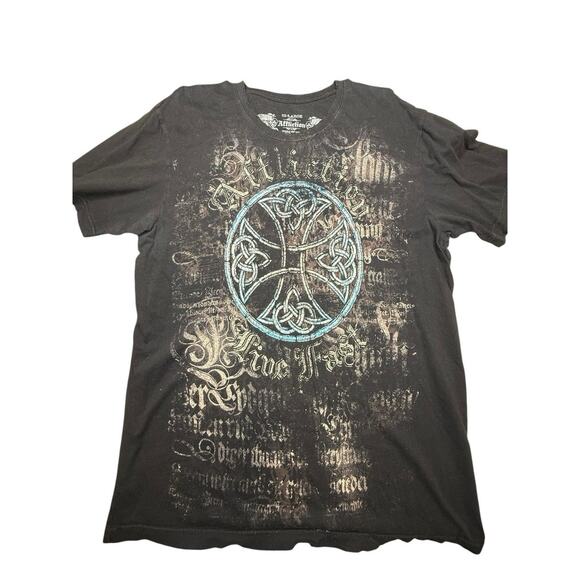 Y2K Affliction Graphic T-shirt Men's 2XL Live Fast Reflective Logo Grunge XXL - Picture 1 of 4